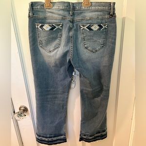 DRIFTWOOD cropped jeans with aztec beaded pattern